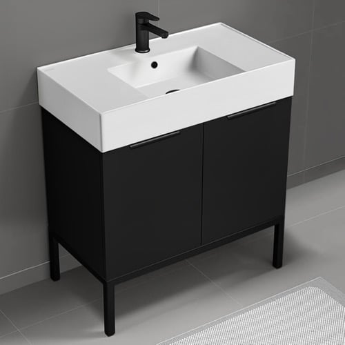 Modern Bathroom Vanity, Black, 32 Inch, Free Standing Nameeks DERIN579